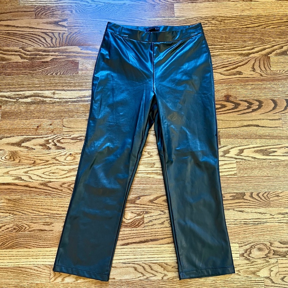 Sanctuary Faux Leather Pants Women's Size L Black Excellent Straight Leg Pull On